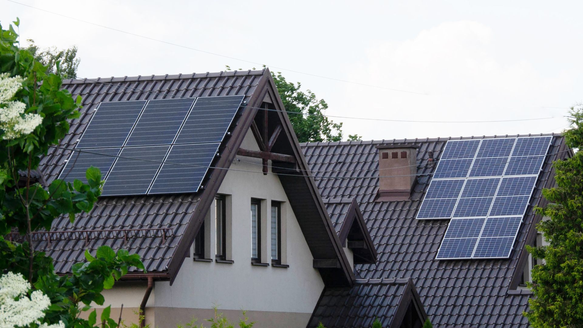 A house with solar panels on the roof
